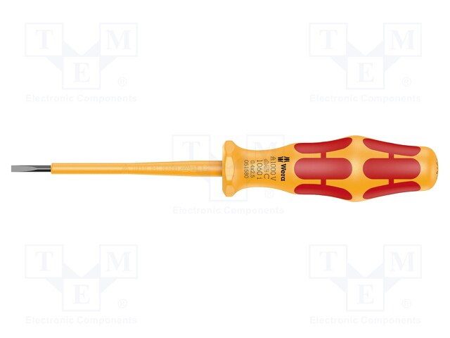 Screwdriver; insulated; slot; 2,5x0,4mm; Blade length: 80mm