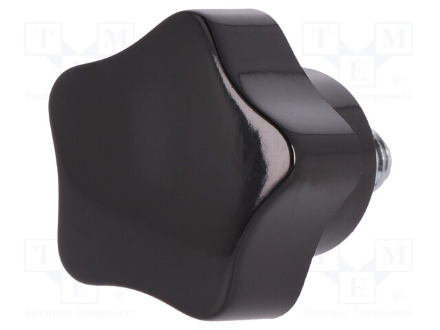 Knob; Dia: 25mm; M6; 10mm; H: 21mm; duroplast (PF); black; -20÷110°C