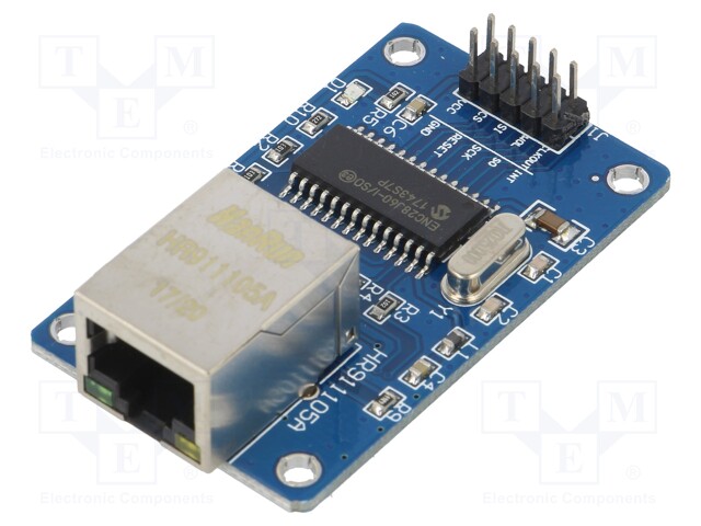 Module: Ethernet; 3.3VDC; SPI; ENC28J60; 56x34mm