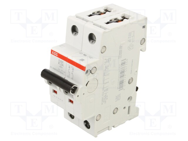 Circuit breaker; 400VAC; 3A; Poles: 2; DIN; Charact: K; IP20