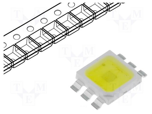 Power LED; white cold; 120°; 350mA; Pmax: 1.6W; P: 1W; 90÷100lm; SMD