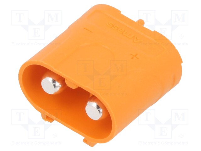 Socket; DC supply; LC; male; PIN: 2; on PCBs; THT; orange; 40A; 1kV