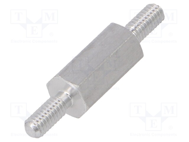 Screwed spacer sleeve; 10mm; Ext.thread: M2,5; hexagonal