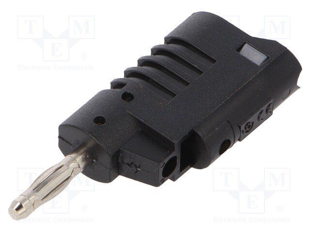 Plug; 4mm banana; 36A; 30VAC; 60VDC; black; non-insulated; 57.2mm