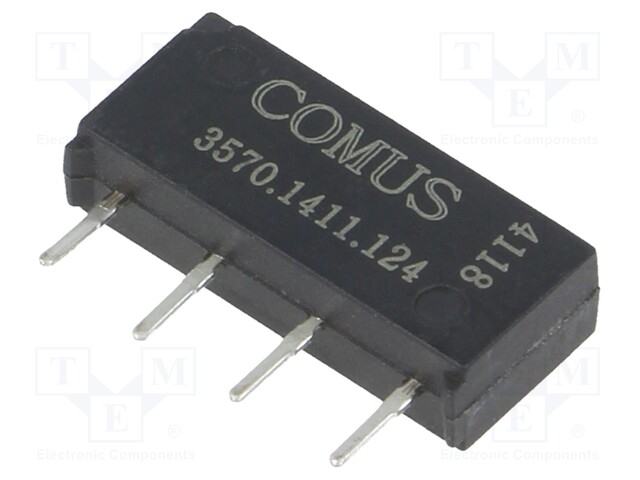 Relay: reed; SPST-NO; Ucoil: 12VDC; 500mA; max.200VDC; 10W; THT; SIP