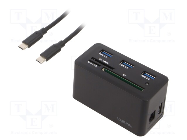 Docking station; USB 3.2; 0.6m; Colour: black; Input: USB C plug