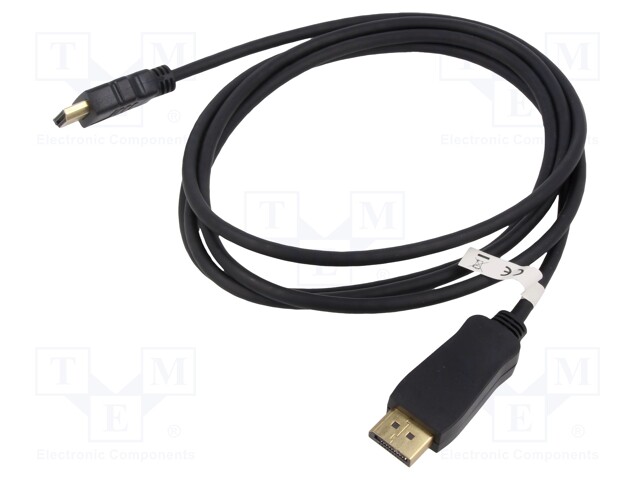 Cable; DisplayPort 1.2,HDMI 1.4; DisplayPort plug,HDMI plug; 2m