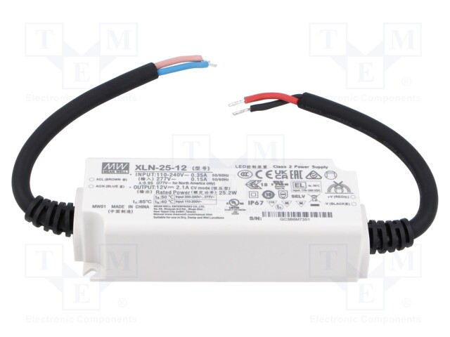 Power supply: switching; LED; 25W; IP67; XLN-25; -25÷85°C; OUT: 1