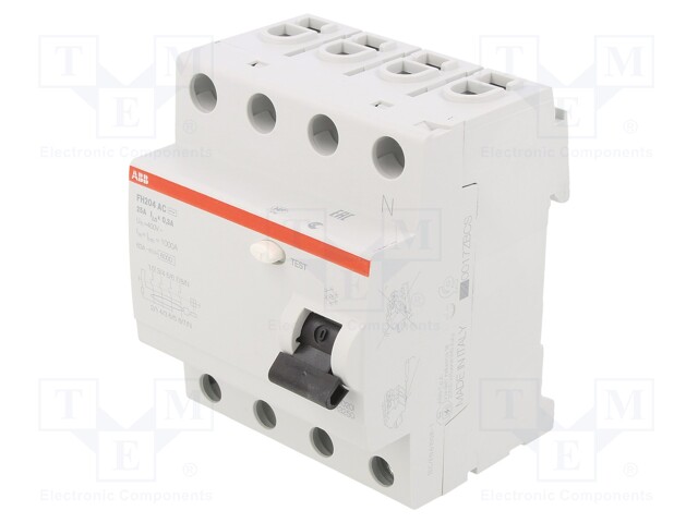 RCD breaker; Inom: 25A; Ires: 300mA; Max surge current: 250A; IP20