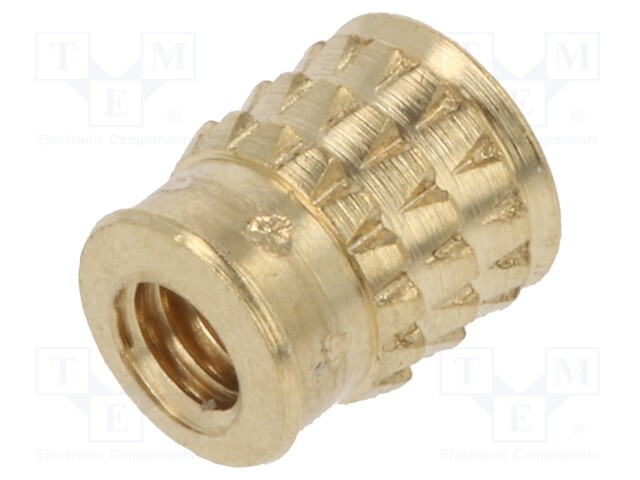 Threaded insert; brass; without coating; M2,5; L: 5.2mm