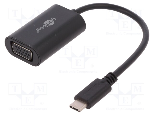 Adapter MHL; USB 3.0; D-Sub 15pin HD socket,USB C plug; 0.2m