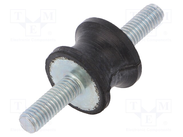 Vibration damper; M6; Ø: 20mm; rubber; L: 15mm; Thread len: 18mm