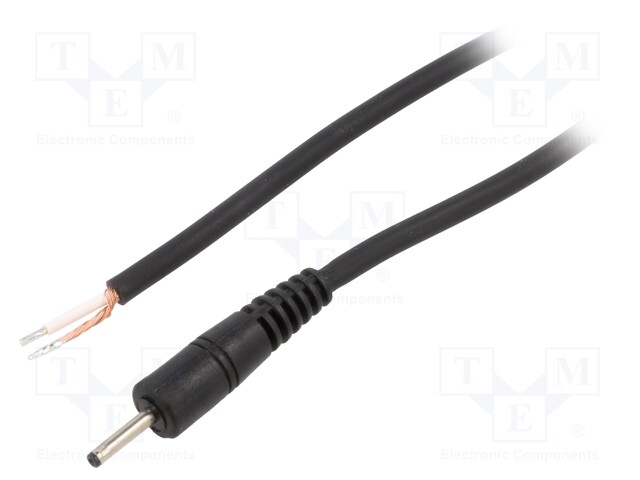 Cable; wires,DC 0,7/2,35 plug; straight; 0.75mm2; black; 0.5m