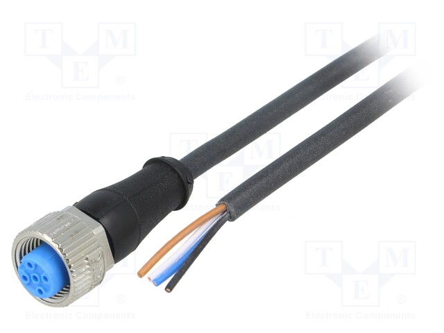 Connection lead; M12; PIN: 4; straight; 2m; plug; 250VAC; 4A; IP67