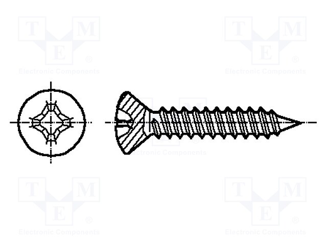 Screw; 2,9x16; Head: countersunk; Phillips; A2 stainless steel