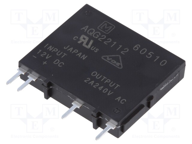 Relay: solid state; Ucntrl: 9.6÷14.4VDC; 2A; 75÷264VAC; PCB,THT