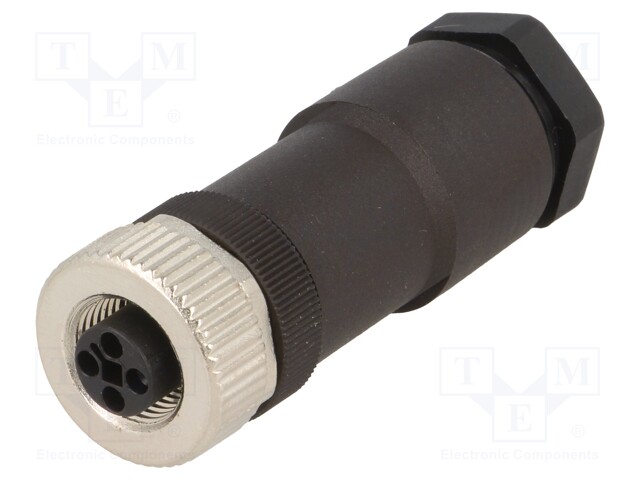 Plug; M12; PIN: 4; female; T code-Power; for cable; screw terminal