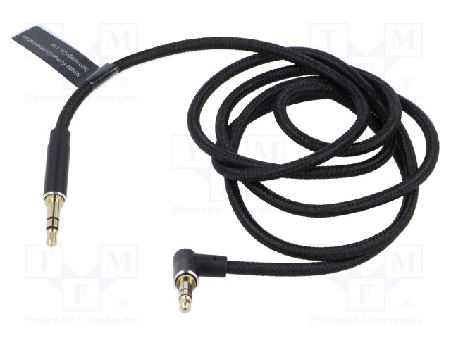 Cable; Jack 3.5mm plug,both sides; 1m; textile; black