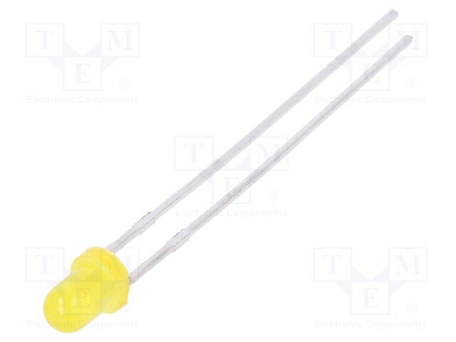 LED; 3mm; yellow; 8÷15mcd; 60°; Front: convex; Pitch: 2.54mm