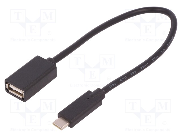 Cable; USB 2.0,USB 3.1; USB A socket,USB C plug; 250mm