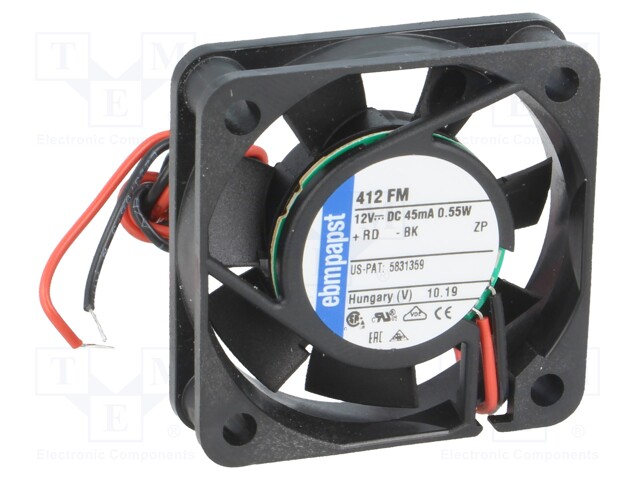 Fan: DC; axial; 40x40x10mm; 6m3/h; 17dBA; slide bearing; 4300rpm