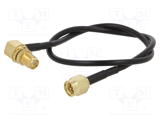 Cable; 50Ω; 0.3m; SMA socket,SMA plug; black; angled,straight