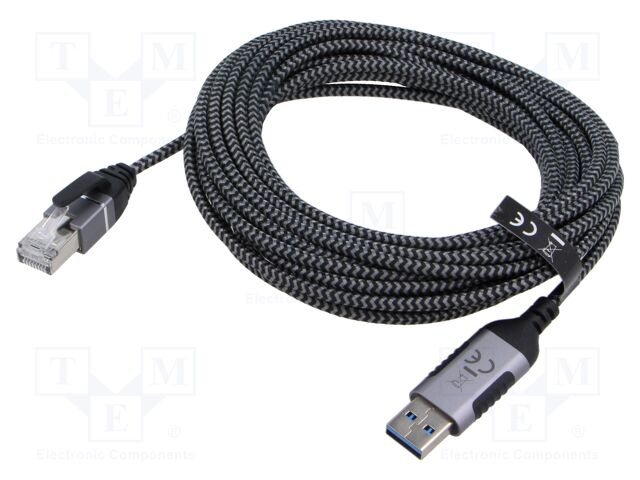 Cable; slim,USB 3.0; RJ45 plug,USB A plug; nickel plated; 7.5m