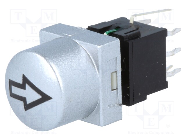 Switch: keypad; Pos: 2; DPDT; 0.1A/30VDC; silver; Illumin: LED; green