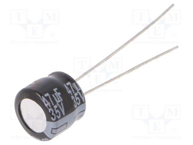 Capacitor: electrolytic; THT; 47uF; 35VDC; Ø8x7mm; Pitch: 2.5mm