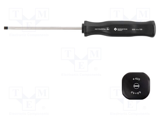 Screwdriver; slot; 4,0x0,8mm; ESD; Blade length: 100mm