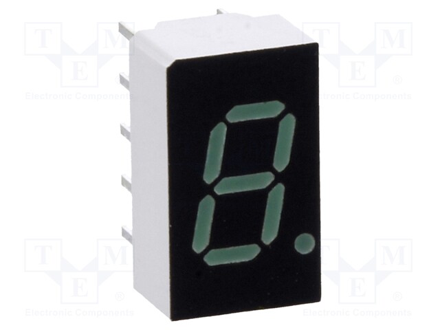 Display: LED; 7-segment; 7.62mm; 0.3"; No.char: 1; green; cathode