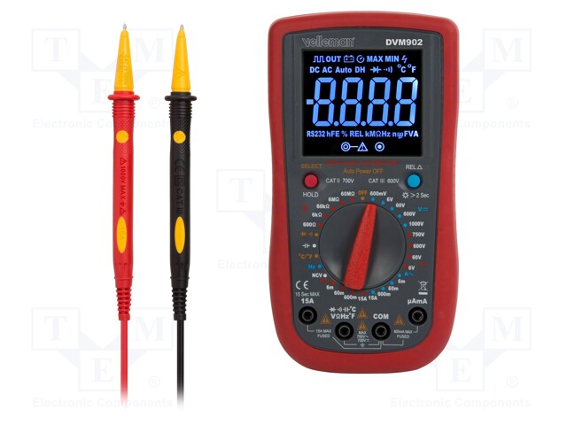 Digital multimeter; LCD 3,5 digit (6000); VAC: 6V,60V,600V,700V