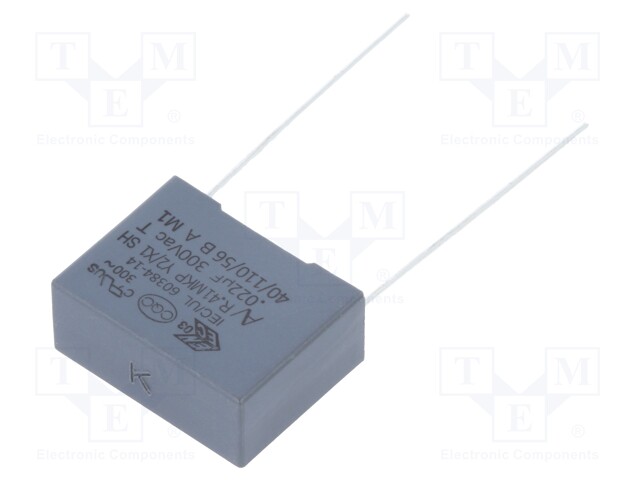 Capacitor: polypropylene; Y2; 22nF; 15mm; ±10%; 18x7.5x13.5mm