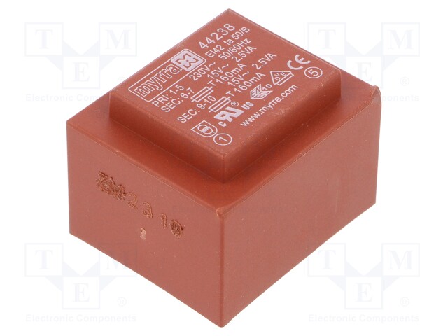 Transformer: encapsulated; 5VA; 230VAC; 15V; 15V; 167mA; 167mA