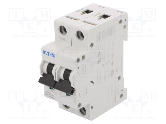 Circuit breaker; 230/400VAC; Inom: 20A; Poles: 2; DIN; Charact: D