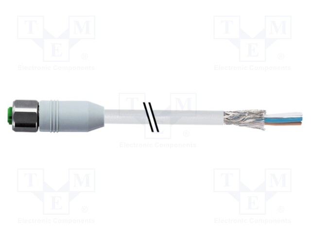 Connection lead; M12; PIN: 5; straight; 7.5m; plug; 60VAC; -25÷80°C