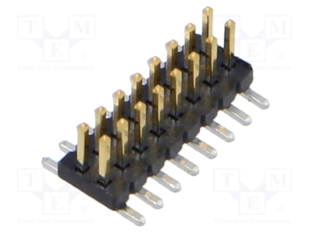 Connector: pin strips; male; PIN: 16; 1.27mm; gold flash; SMT; reel