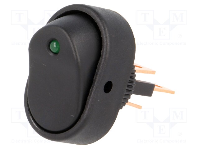 ROCKER; SPST; Pos: 2; OFF-ON; 15A/24VDC; black; LED 24VDC; -20÷85°C