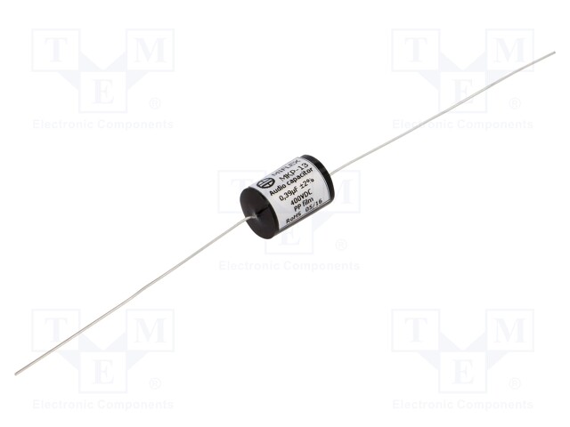 Capacitor: polypropylene; 0.39uF; 400VDC; ±2%; Ø12.1x18mm; 0.001