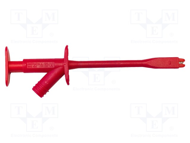 Clip-on probe; crocodile; 10A; red; 1kV; 155mm; banana 4mm socket