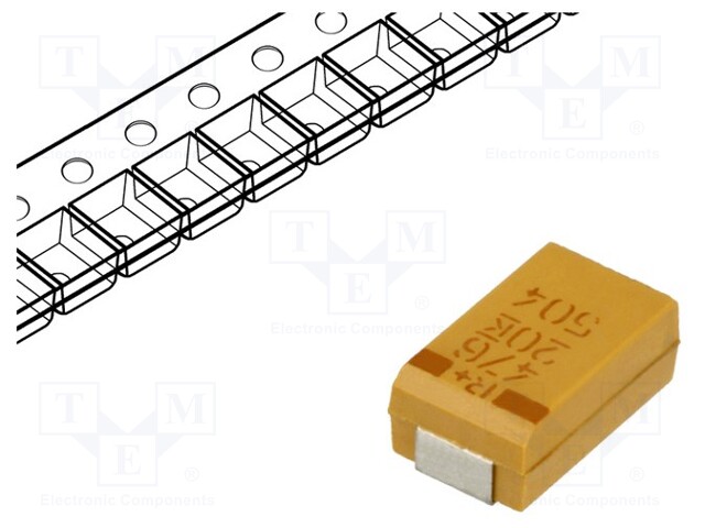 Capacitor: tantalum; low ESR; 47uF; 20VDC; Case: D; 2917; ESR: 100mΩ