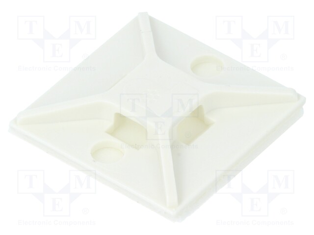 Screw down self-adhesive holder; ABS; white; Ht: 4.2mm; L: 25.4mm