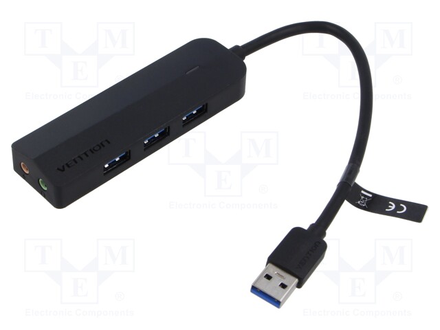 Hub USB; black; Number of ports: 6; 0.15m; Enclos.mat: ABS