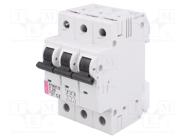 Circuit breaker; 400VAC; Inom: 25A; Poles: 3; DIN; Charact: C; 10kA