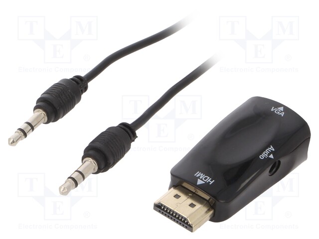 Adapter; HDMI 1.4; Colour: black; Features: Full HD; Package: bag