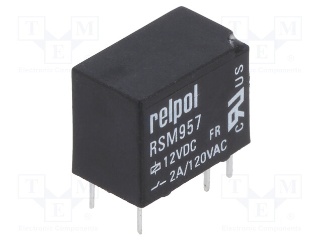 Relay: electromagnetic; SPDT; Ucoil: 12VDC; 2A/120VAC; 2A/24VDC; 2A