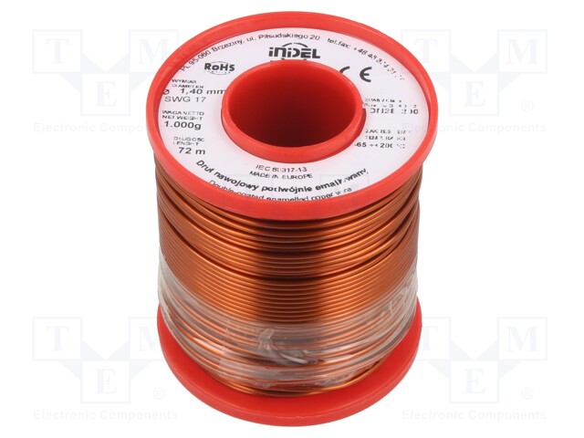 Coil wire; double coated enamelled; 1.4mm; 1kg; -65÷200°C