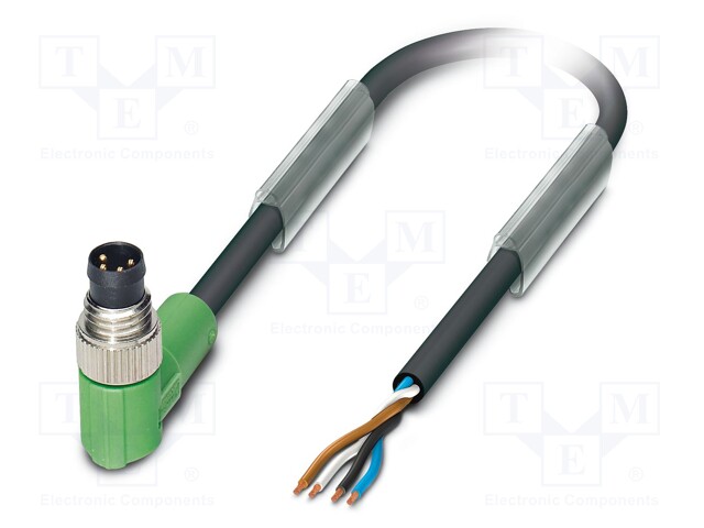 Connection lead; M8; PIN: 4; angled; 1.5m; plug; 30VAC; 4A; -25÷90°C