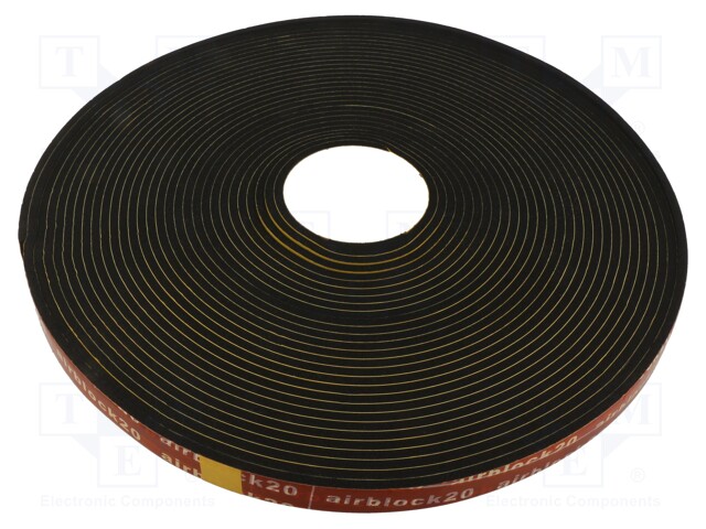 Gasket; EPDM; D: 5mm; black; L: 20m; W: 20mm; Mounting: self-adhesive