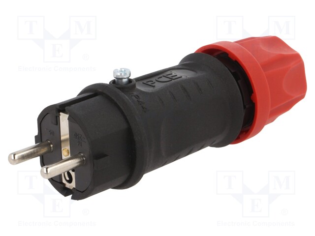 Connector: AC supply; plug; Layout: 2P+PE; black; 250VAC; 16A; PIN: 3